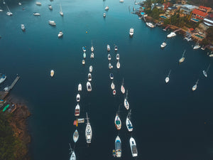 Linear boat parking in Sailors Bay, Sydney