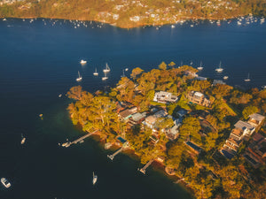 Waterfront properties at Sugarloaf Point, Edinburgh Road - Drone over Fig Tree Cove