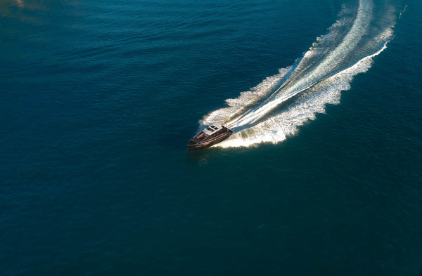 Drone shot of motorboat in Sydney - Free Stock Image