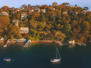 Waterfront properties & boats at Seaforth Cres, Sydney